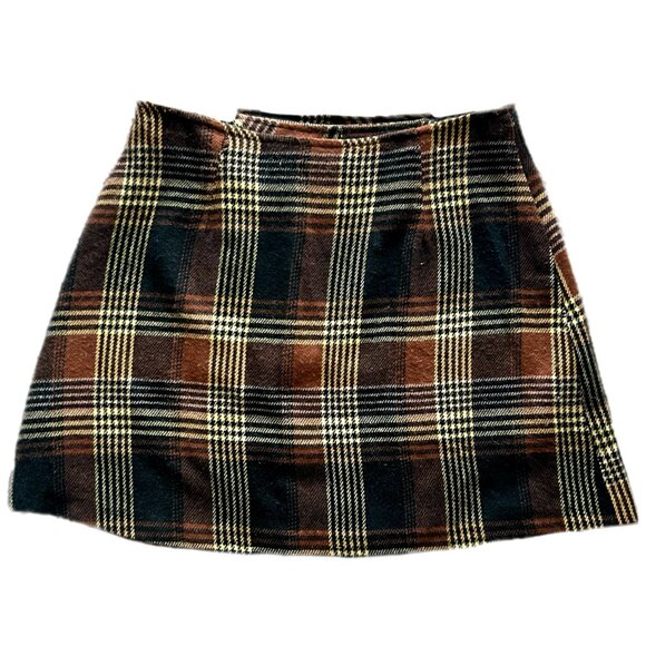 Vintage Contempo Casuals Plaid Wrap Mini Skirt - Picture 5 of 6